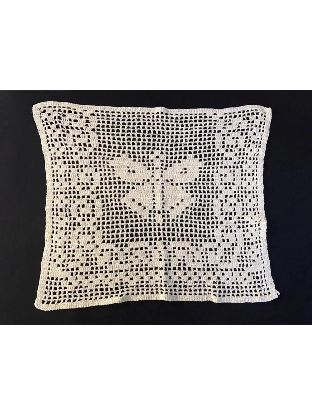 Vintage Crochet Doilies: Butterfly Filet, Round Cotton Table Decor